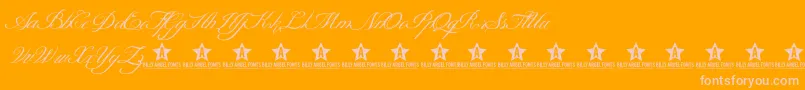 ShitHappensTrialD-Schriftart – Rosa Schriften auf orangefarbenem Hintergrund