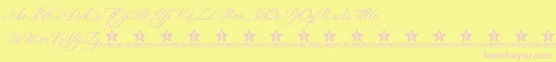 ShitHappensTrialD-fontti – vaaleanpunaiset fontit keltaisella taustalla