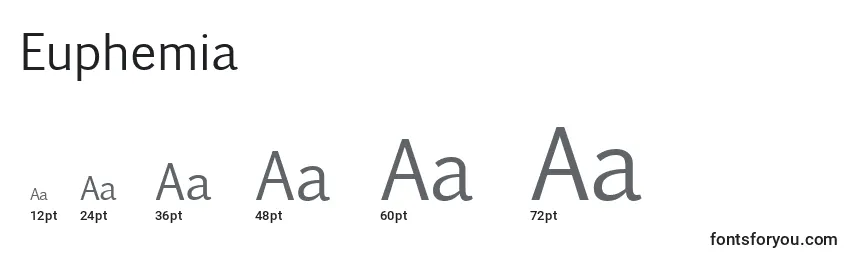 Размеры шрифта Euphemia