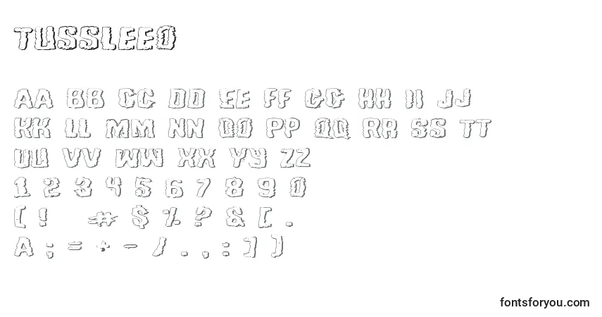 Czcionka Tussleeo – alfabet, cyfry, specjalne znaki