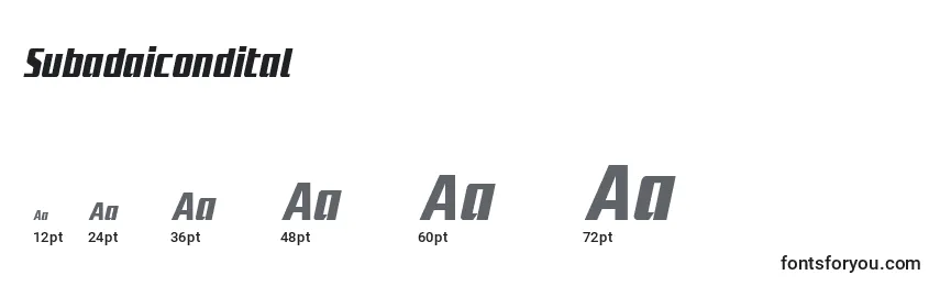 Subadaicondital Font Sizes