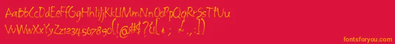 Embrush-Schriftart – Orangefarbene Schriften auf rotem Hintergrund