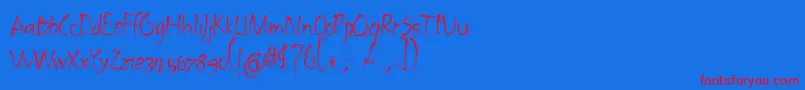 Embrush-Schriftart – Rote Schriften auf blauem Hintergrund
