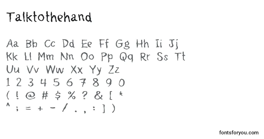 Шрифт Talktothehand – алфавит, цифры, специальные символы