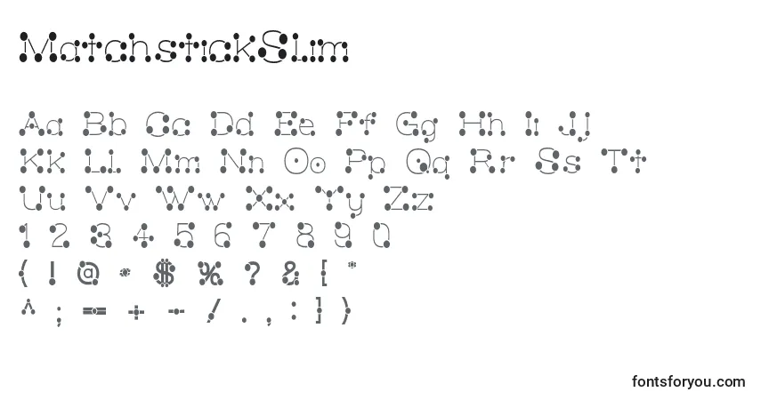 Schriftart MatchstickSlim – Alphabet, Zahlen, spezielle Symbole