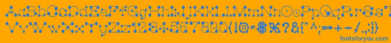 MatchstickSlim-Schriftart – Blaue Schriften auf orangefarbenem Hintergrund