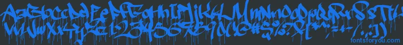 Czcionka Ruthlessdrippin2 – niebieskie czcionki na czarnym tle