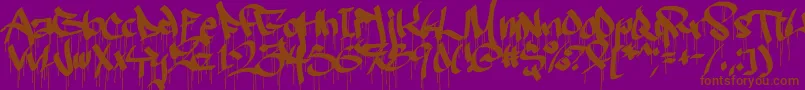 Ruthlessdrippin2-Schriftart – Braune Schriften auf violettem Hintergrund