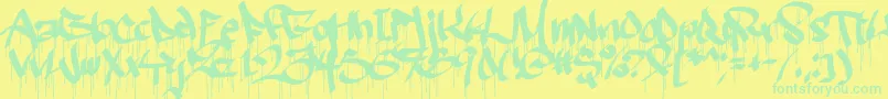 Ruthlessdrippin2-Schriftart – Grüne Schriften auf gelbem Hintergrund