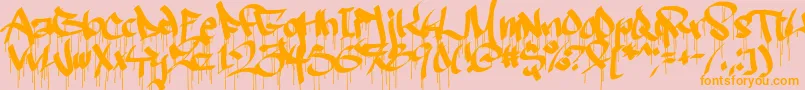 Ruthlessdrippin2-Schriftart – Orangefarbene Schriften auf rosa Hintergrund