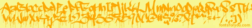 Ruthlessdrippin2-Schriftart – Orangefarbene Schriften auf gelbem Hintergrund