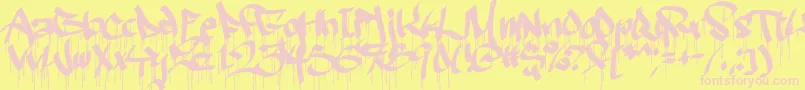 Ruthlessdrippin2-Schriftart – Rosa Schriften auf gelbem Hintergrund