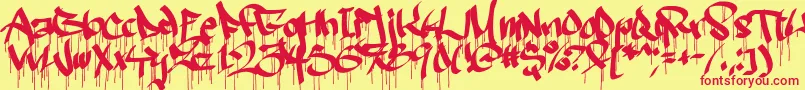 Ruthlessdrippin2 Font – Red Fonts on Yellow Background