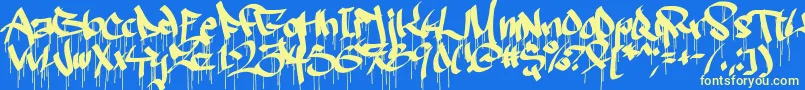 Ruthlessdrippin2 Font – Yellow Fonts on Blue Background