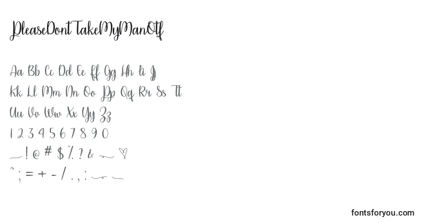 Czcionka PleaseDontTakeMyManOtf – alfabet, cyfry, specjalne znaki