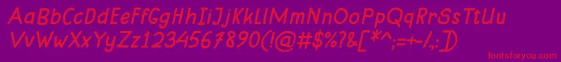 フォントMungkinItalic – 紫の背景に赤い文字