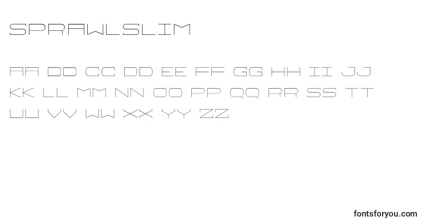 Schriftart Sprawlslim – Alphabet, Zahlen, spezielle Symbole