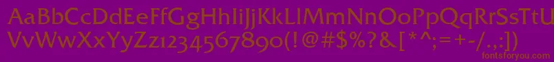 FremontOsfRegular-Schriftart – Braune Schriften auf violettem Hintergrund