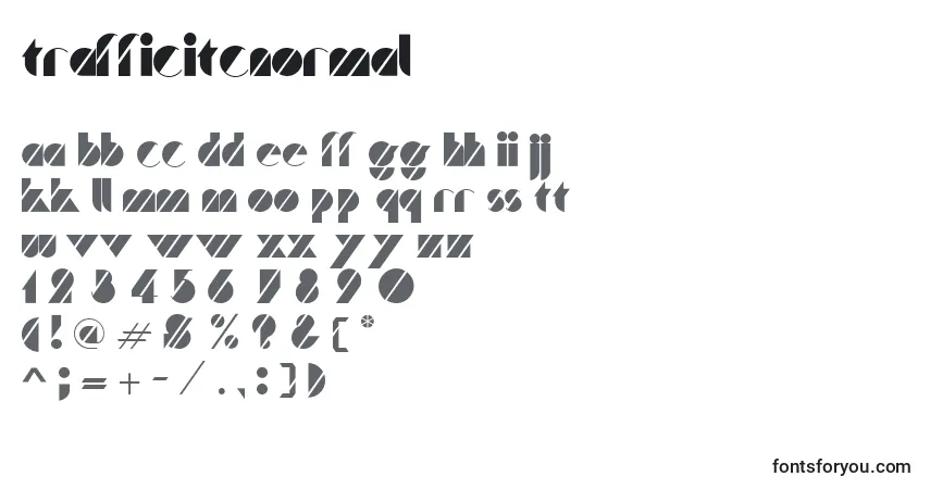 Czcionka TrafficitcNormal – alfabet, cyfry, specjalne znaki
