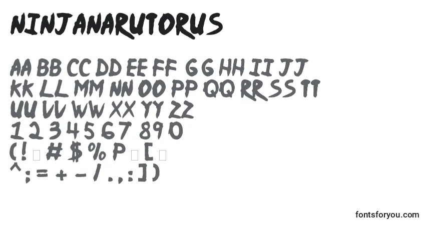 A fonte NinjaNarutorus – alfabeto, números, caracteres especiais