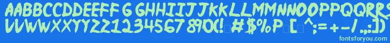 NinjaNarutorus Font – Green Fonts on Blue Background