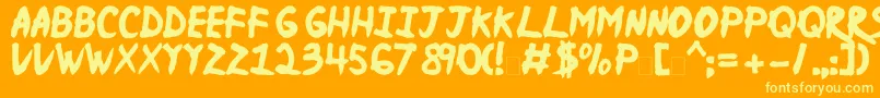 NinjaNarutorus-Schriftart – Gelbe Schriften auf orangefarbenem Hintergrund