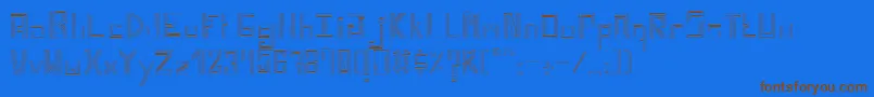 フォントUntrazuko – 茶色の文字が青い背景にあります。