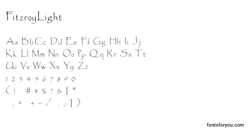 FitzroyLightフォント–アルファベット、数字、特殊文字