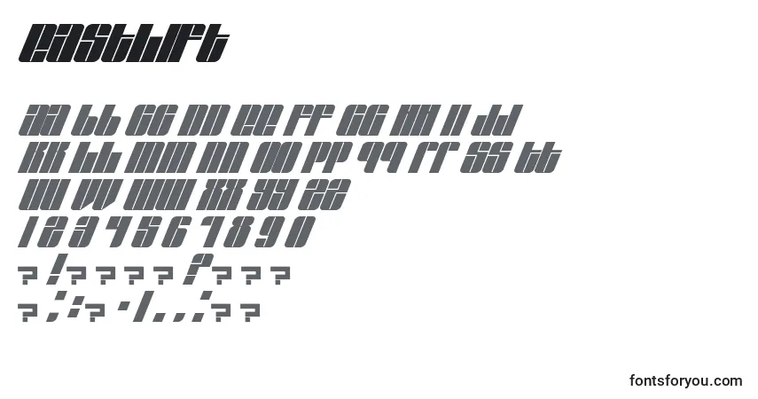 EastLift-fontti – aakkoset, numerot, erikoismerkit