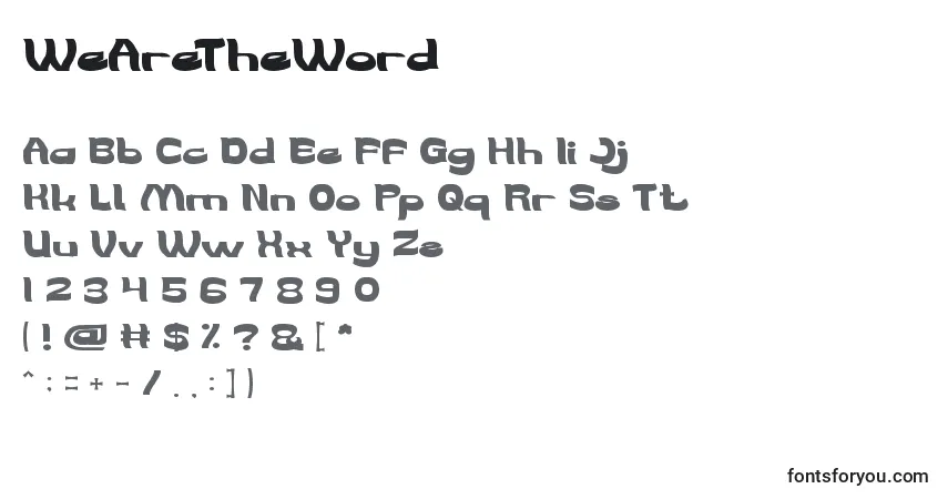 A fonte WeAreTheWord – alfabeto, números, caracteres especiais