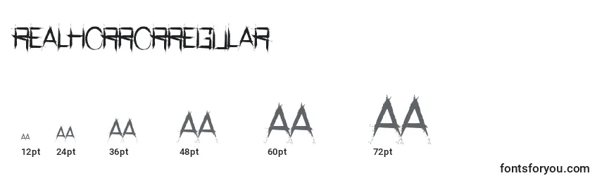 sizes of realhorrorregular font, realhorrorregular sizes