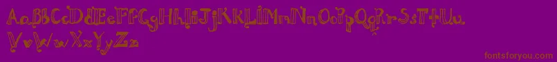 DouxPapРµya-Schriftart – Braune Schriften auf violettem Hintergrund
