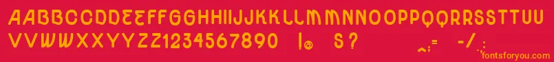 VtksUnidadeUltraBold-fontti – oranssit fontit punaisella taustalla