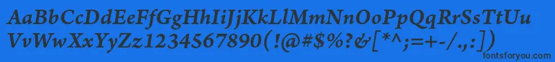 Шрифт ArnoproSmbditaliccaption – чёрные шрифты на синем фоне
