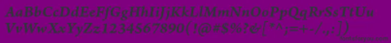 ArnoproSmbditaliccaption-fontti – mustat fontit violetilla taustalla