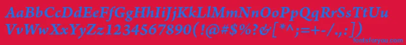 ArnoproSmbditaliccaption Font – Blue Fonts on Red Background