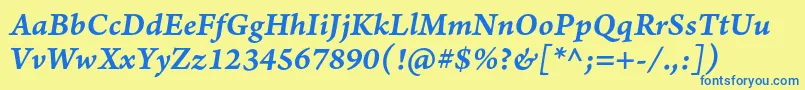 ArnoproSmbditaliccaption Font – Blue Fonts on Yellow Background