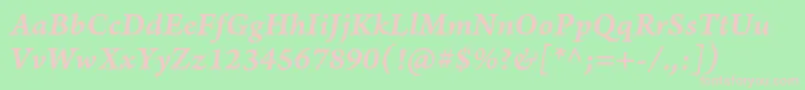 ArnoproSmbditaliccaption Font – Pink Fonts on Green Background