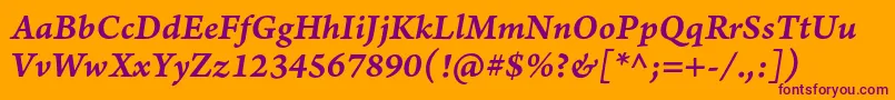 ArnoproSmbditaliccaption Font – Purple Fonts on Orange Background