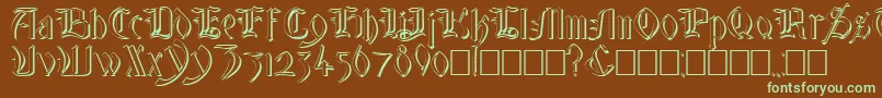 GlastonburyWideShadow-fontti – vihreät fontit ruskealla taustalla