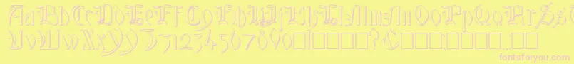 Czcionka GlastonburyWideShadow – różowe czcionki na żółtym tle