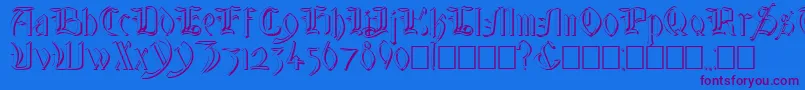 GlastonburyWideShadow-Schriftart – Violette Schriften auf blauem Hintergrund