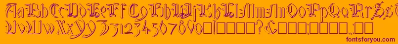 GlastonburyWideShadow-Schriftart – Violette Schriften auf orangefarbenem Hintergrund