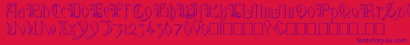 GlastonburyWideShadow Font – Purple Fonts on Red Background