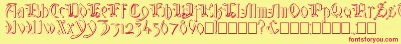 GlastonburyWideShadow Font – Red Fonts on Yellow Background