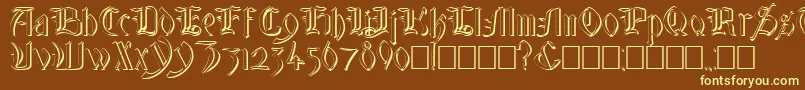 GlastonburyWideShadow-fontti – keltaiset fontit ruskealla taustalla