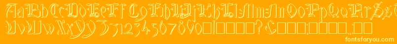 GlastonburyWideShadow Font – Yellow Fonts on Orange Background