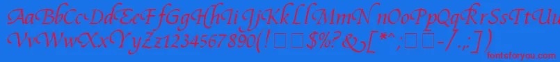 FidelioMn Font – Red Fonts on Blue Background