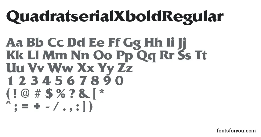 A fonte QuadratserialXboldRegular – alfabeto, números, caracteres especiais
