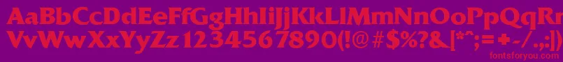 フォントQuadratserialXboldRegular – 紫の背景に赤い文字